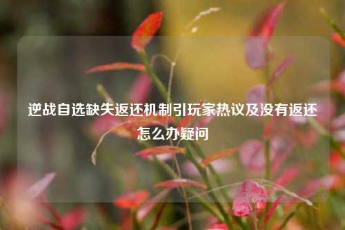 逆战自选缺失返还机制引玩家热议及没有返还怎么办疑问