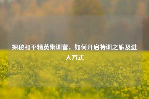 探秘和平精英集训营,如何开启特训之旅及进入方式