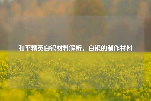 和平精英白银材料解析,白银的 材料